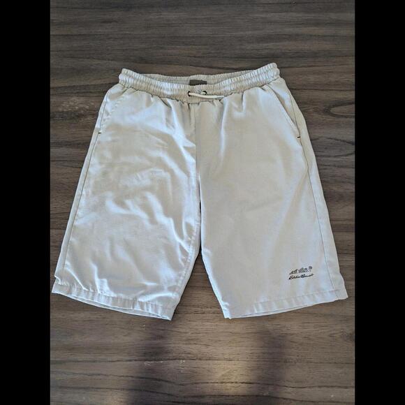 Eddie Bauer Boys L 14-16 Swim Trunks Pull On Stretch Waist UPF Gray Day Shorts - Picture 1 of 7